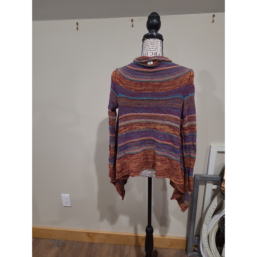 Billabong Listen Up multi color Cotton blend open front cardigan Women SZ XS - Picture 5 of 10